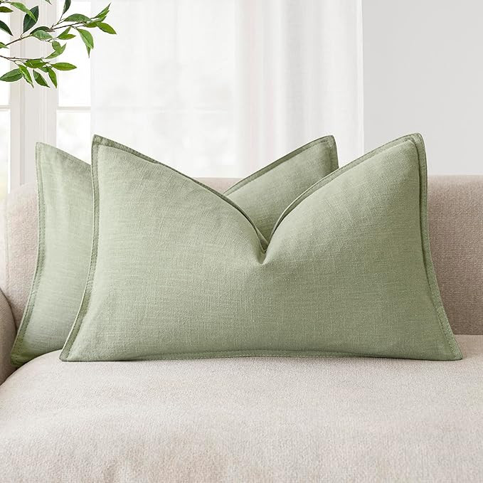 Foindtower Pack of 2, Decorative Linen Solid Throw Pillow Covers Accent Lumbar Cushion Case Boho ... | Amazon (US)