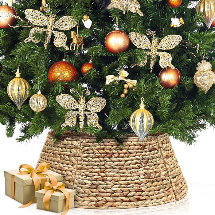 27" Christmas Tree Collar, 5-Piece Christmas Tree Base Cover, Holiday Tree Skirt for Home, Living... | Amazon (US)