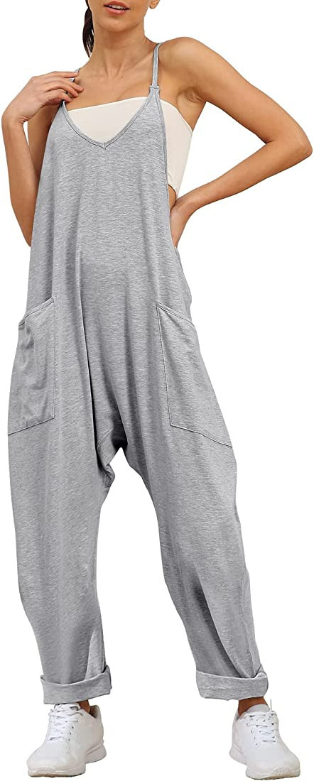 AUTOMET Jumpsuits for Women Casual Summer Rompers Sleeveless Loose Spaghetti Strap Baggy Overalls... | Amazon (US)