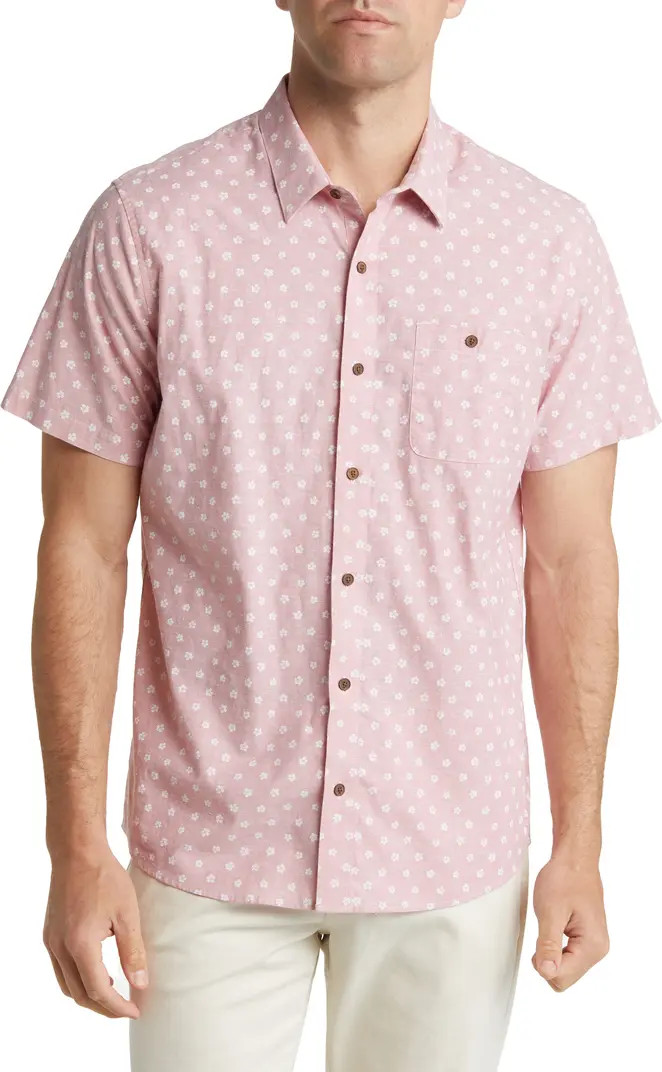 TravisMathew Dinner Date Floral Stretch Short Sleeve Button-Up Shirt | Nordstrom | Nordstrom
