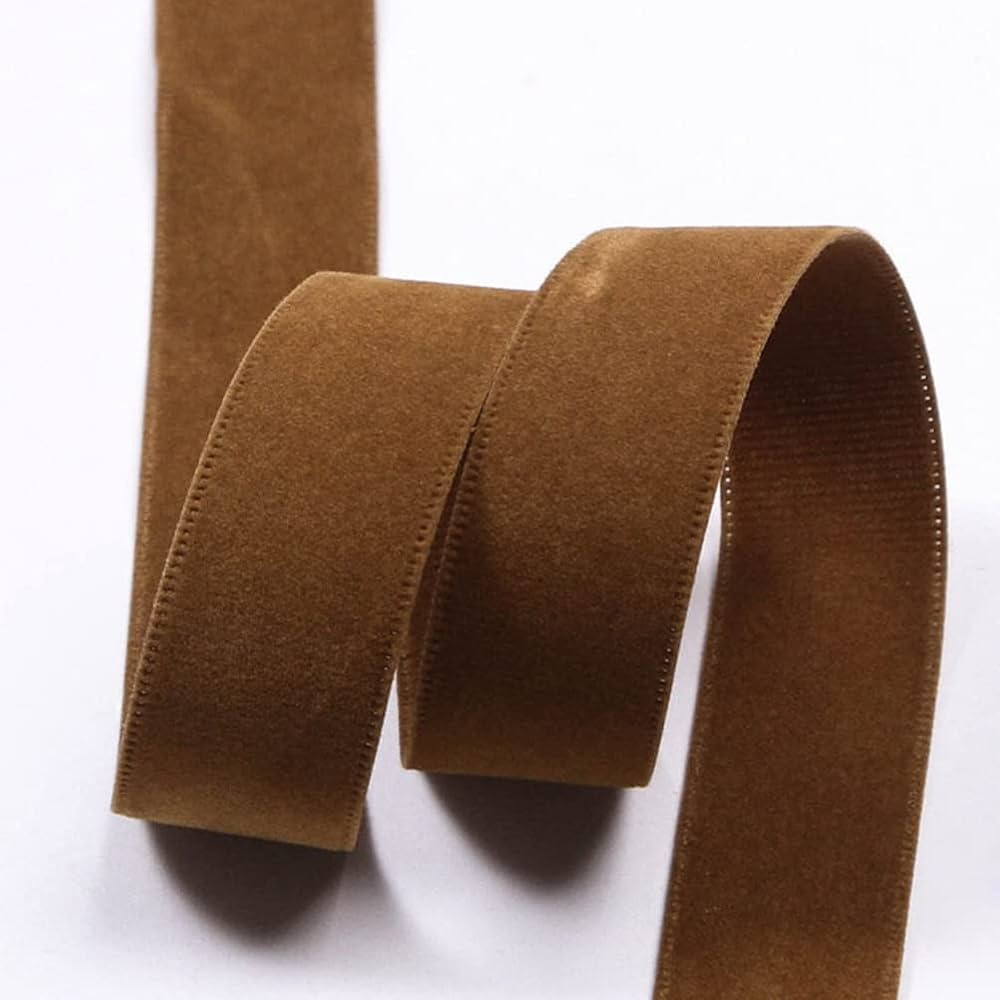 10 Yards/Roll 1 inch Brown Double Face Velvet Ribbon for DIY Bows for Crafts Clothing Accessories | Amazon (US)