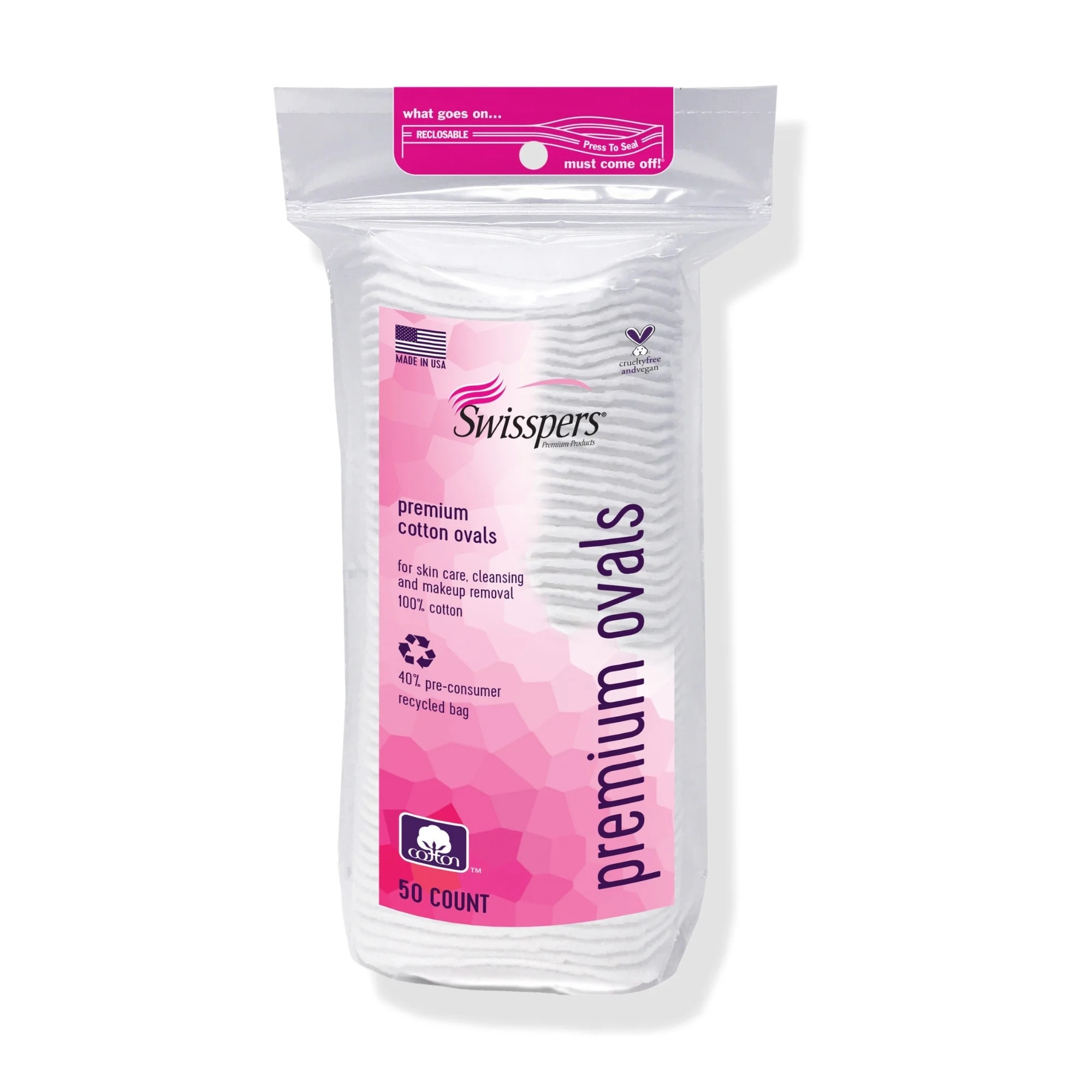 Swisspers Premium Cotton Ovals, 100% Chlorine Free Cotton, Dermatologist Tested, Soft, Strong, Se... | Walmart (US)