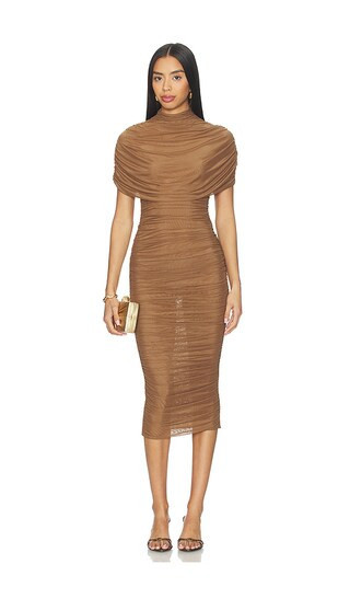 SEROYA Riondra Mesh Dress in Brown. - size XXS | Revolve Clothing (Global)