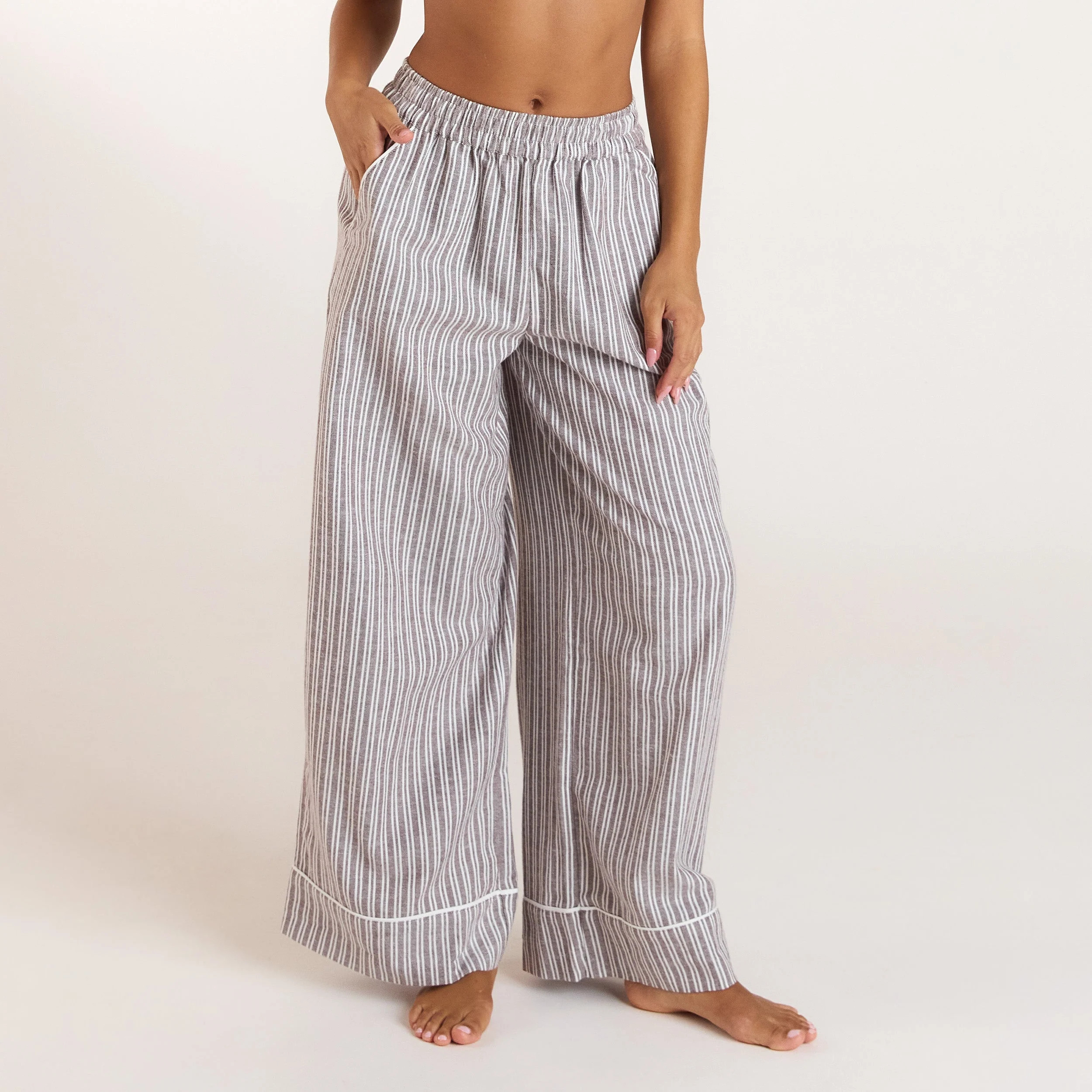 Stripe Pajama Pants - Chocolate | Lounge (US)