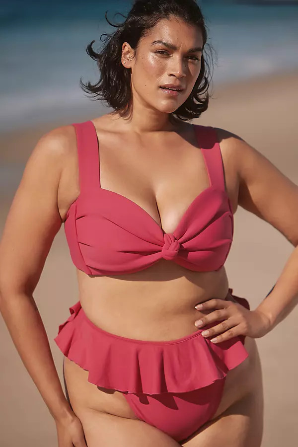 Plus Raspberry Tamarindo Ruffle Bikini Bottoms | Anthropologie (US)