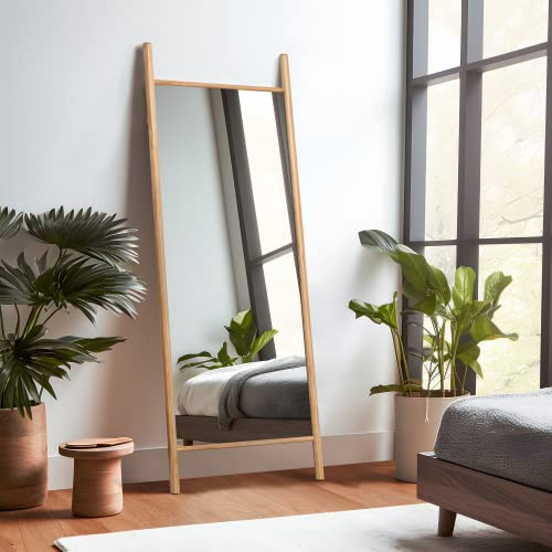 NeuType Full Length Mirror, 65"x22" Solid Wood Ladder Wall-Mounted or Floor Mirror, Hanging or Leaning Against Wall, Natural (Ladder Frame) | Amazon (US)