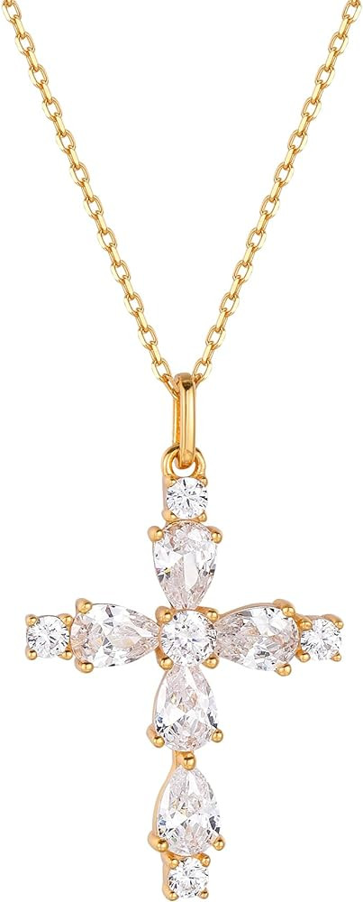 S.Leaf Cross Necklace for Women Gold Plated Cross Necklaces for Women 925 Sterling Silver Cross P... | Amazon (US)