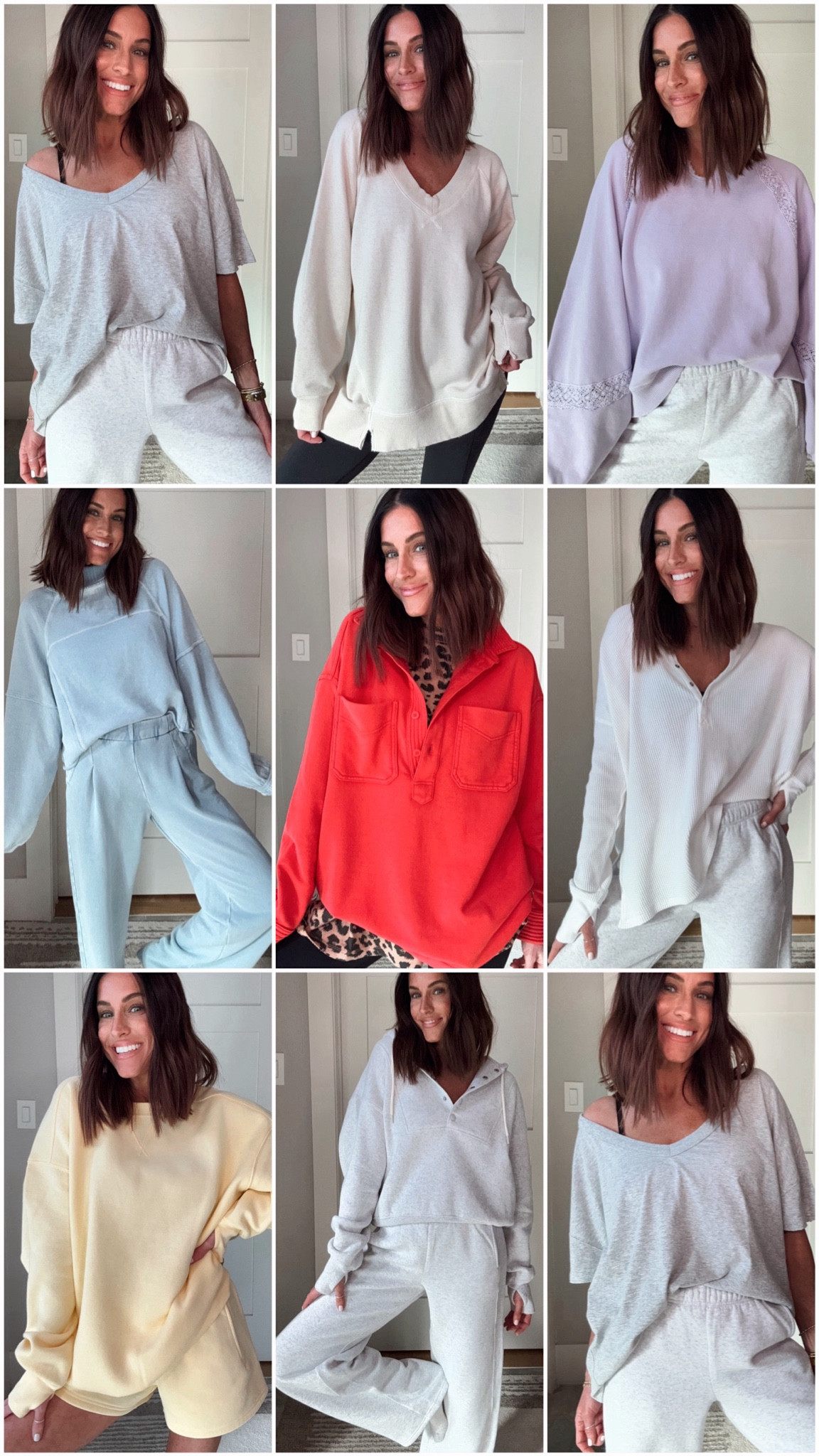 Aerie comfies that are sooo cozy! 
My code JENLTK20 will take an extra 20% off on top of their sale prices this weekend, too! 🙌🏼 
Sizing 👇🏼
Yellow sweatshirt: small 
Yellow shorts: XS 
Grey hoodie: XS 
Grey sweatpants: XS
Grey v neck tee: S
Blue sweatshirt: XS
Blue sweatpants: XS 
Waffle Henley: S
Red pullover: XS
Leopard tee: S 
Lilac sweatshirt: S
Vneck tunic sweatshirt: XS

#LTKSaleAlert #LTKTravel #LTKStyleTip