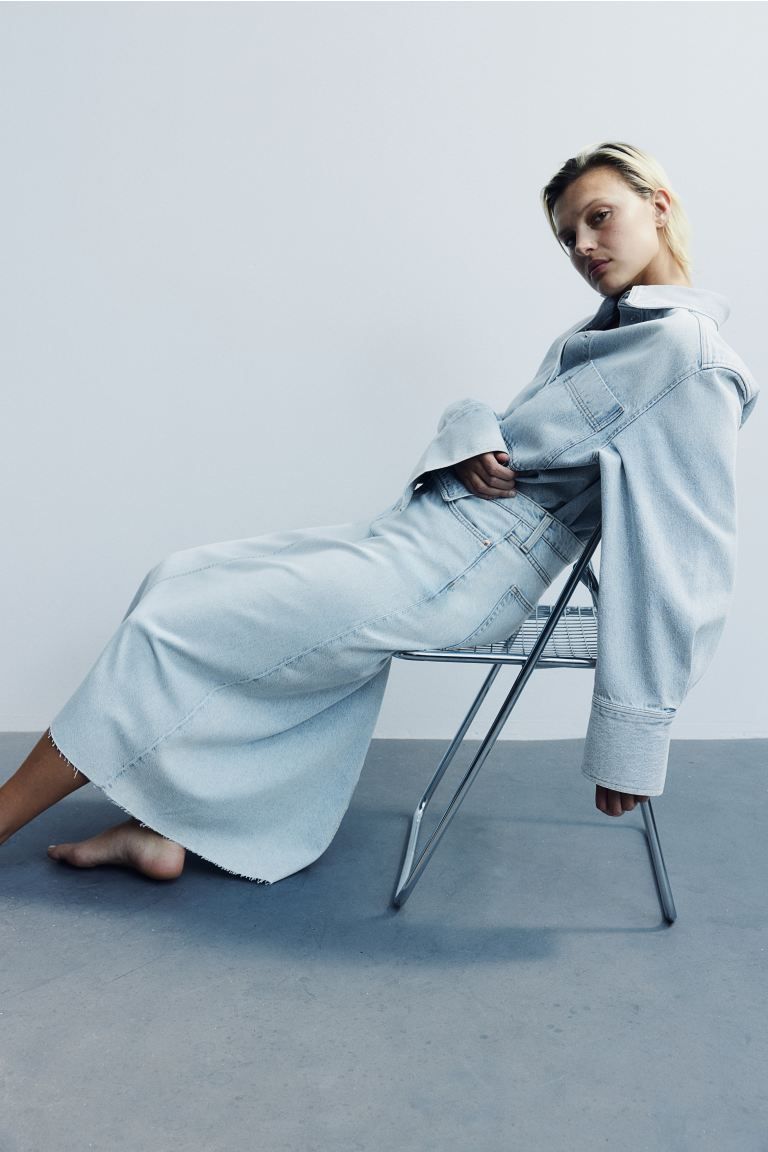 Feather Soft Denim Skirt - Pale denim blue - Ladies | H&M US | H&M (US + CA)