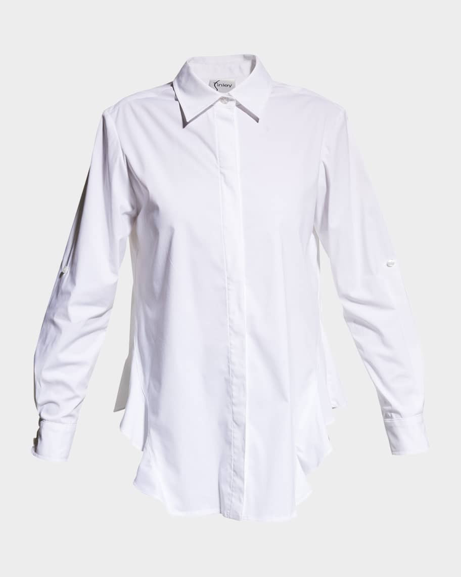 Finley Agatha Side-Flounce Poplin Shirt | Neiman Marcus