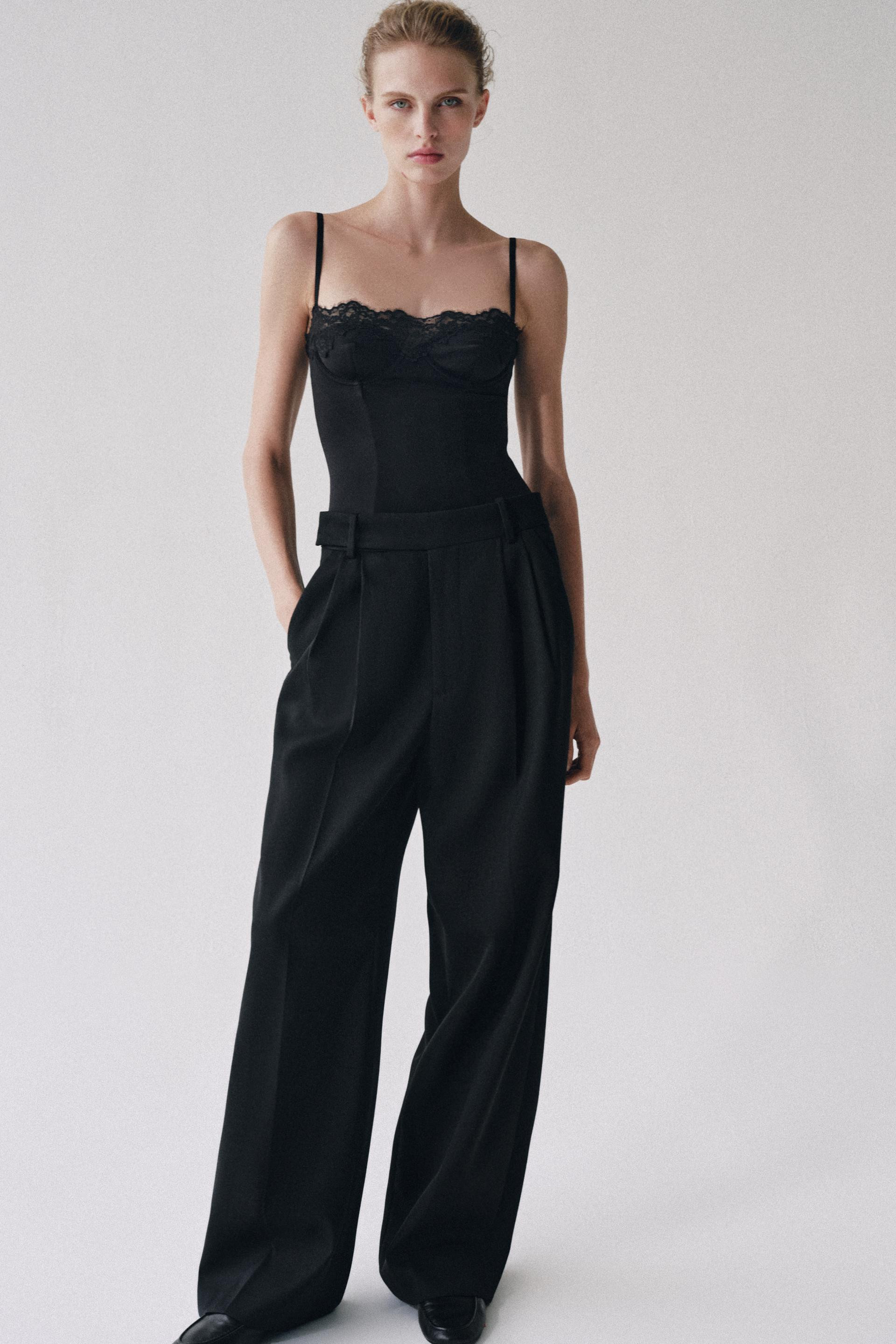 Zara - Underwired Lace-Trimmed Bodysuit - Black - M - Woman | Zara UK