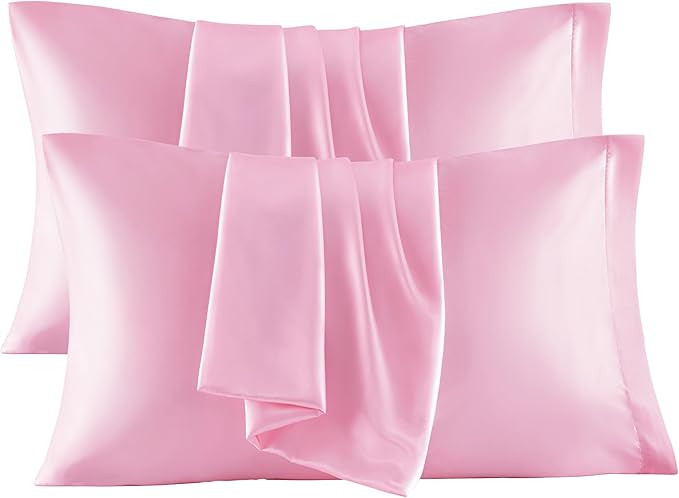 Bedsure Satin Pillowcases King Set of 4, Similar to Silk Pillow Cases, Pink | Reduces Hair Frizz ... | Amazon (US)
