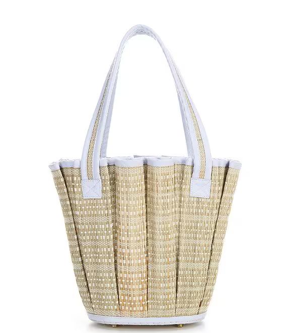 x SARAH & MOLLY Pleated Woven Natural Grass Mini Tropez Tote Bag | Dillard's