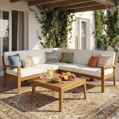 5-Seat Outdoor Sectional Sofa Set Patio Chat Conversation Set Garden Leisure Lounge Set with Coff... | Target