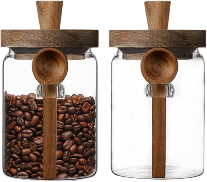 ANSQU Set of 2 Glass Food Storage Jars, Glass Kitchen Canisters, 20.3oz Mason Jars | Amazon (US)