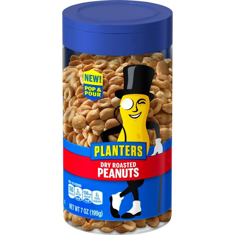 Planters Pop & Pour Dry Roasted Peanuts, 7 oz Jar | Walmart (US)