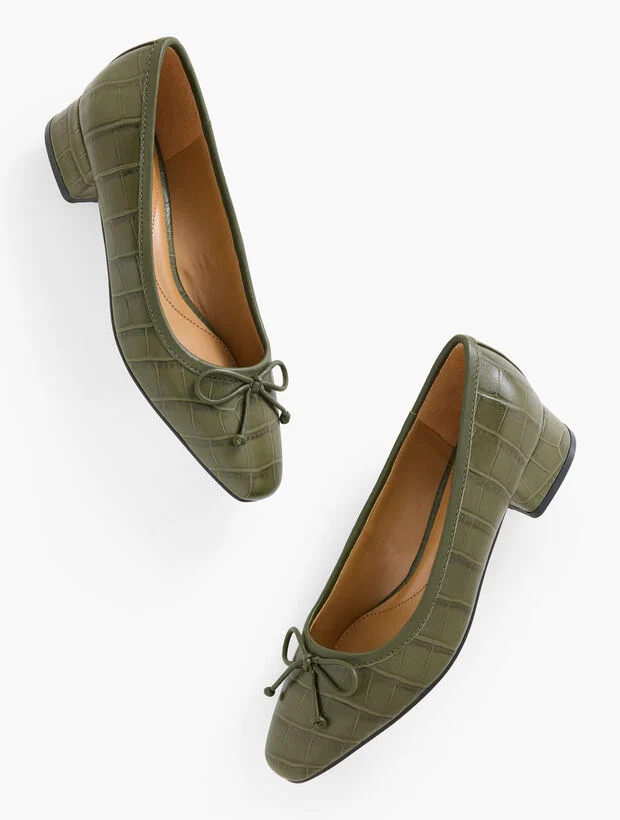 Vanessa Block Heel Pumps - Croc Embossed | Talbots