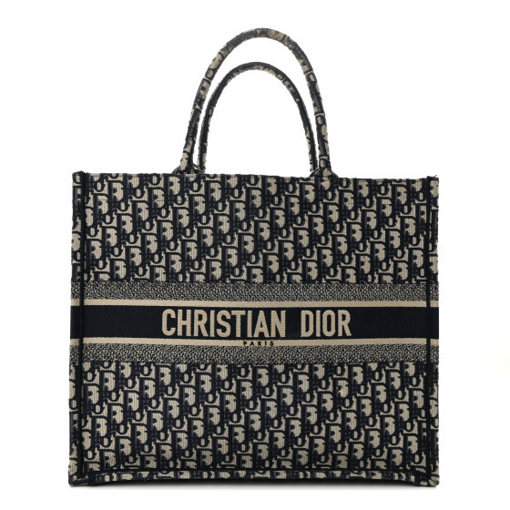 Christian Dior Oblique Large Book Tote Blue Multicolor | FASHIONPHILE (US)