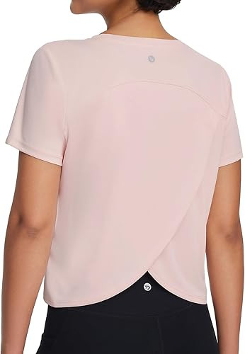 baleaf Women's Athletic Sun Shirts Short Sleeve Running Tops Workout Cropped Split Back UPF 50+ Q... | Amazon (US)