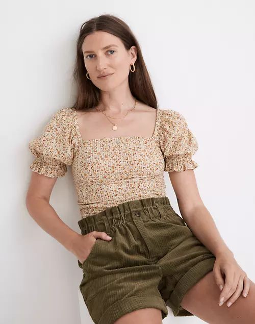 Hopewell Puff-Sleeve Crop Top in Cottage Garden | Madewell