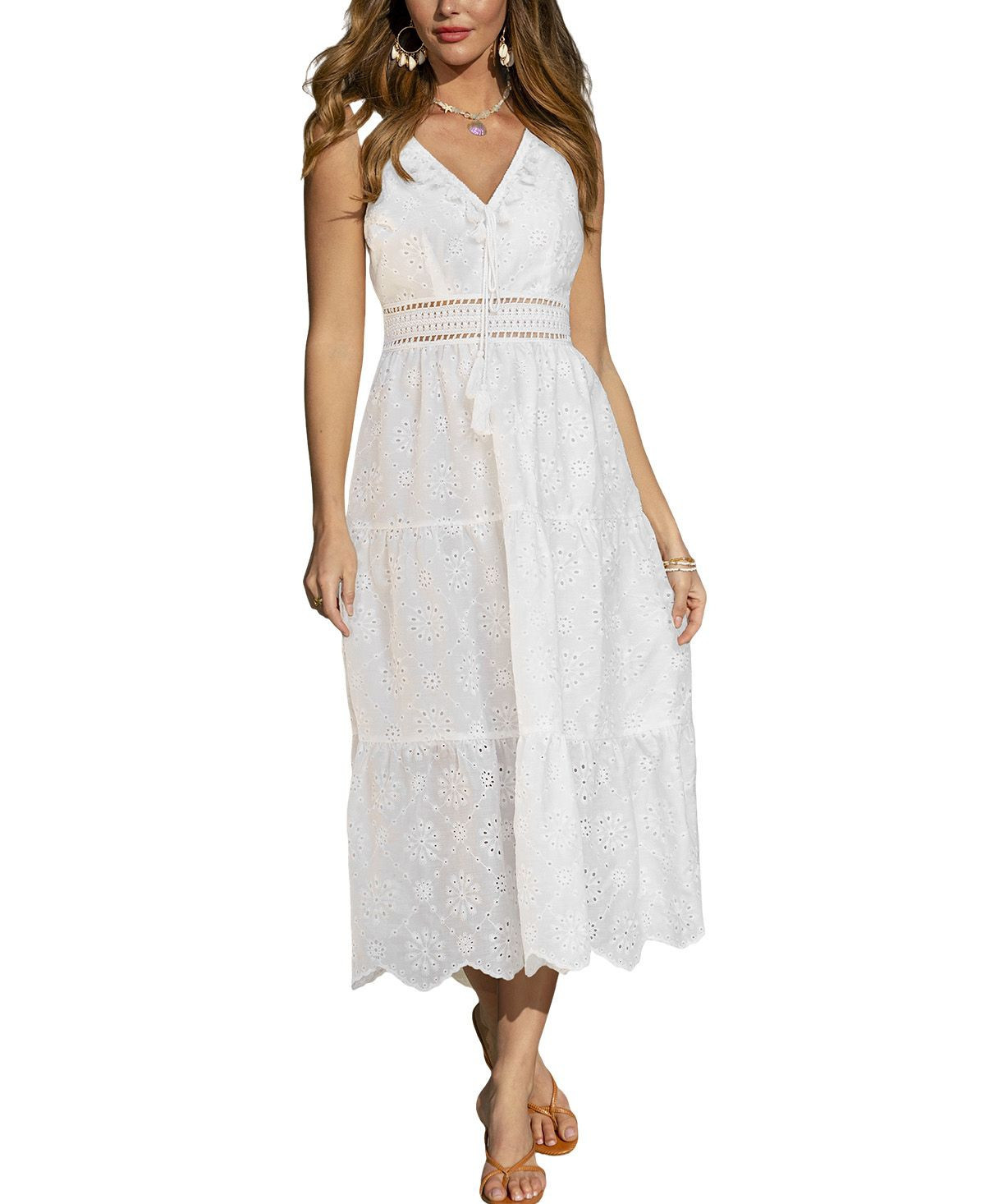 Cupshe Women's Tropical Wind White Maxi Beach Dress - White | Macy's