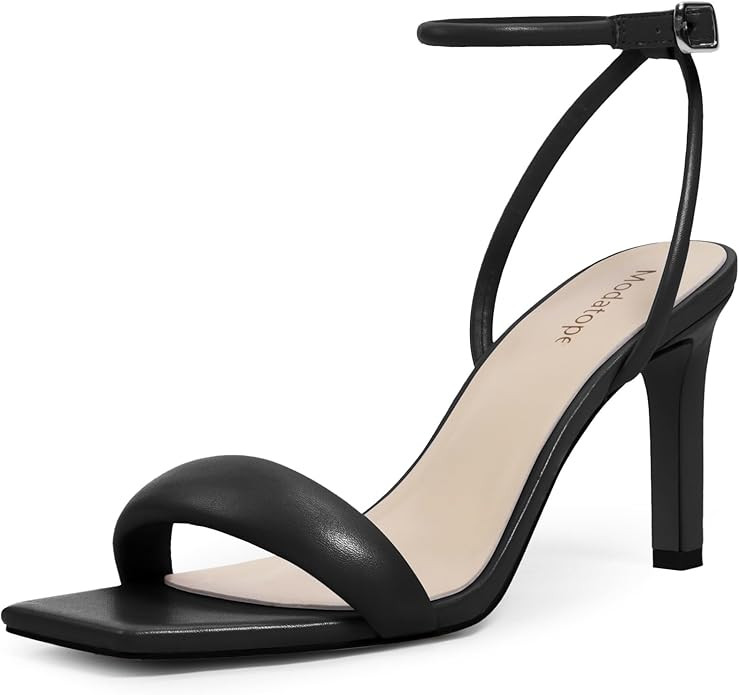 Modatope Womens Heels Square Open Toe Strappy High Heels Ankle Strap Heeled Sandals for Women Par... | Amazon (US)