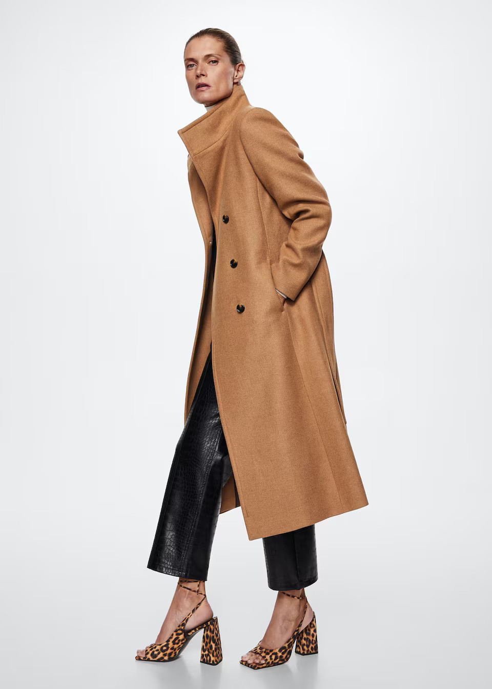 Woolen Coat With Belt  | MANGO (US)