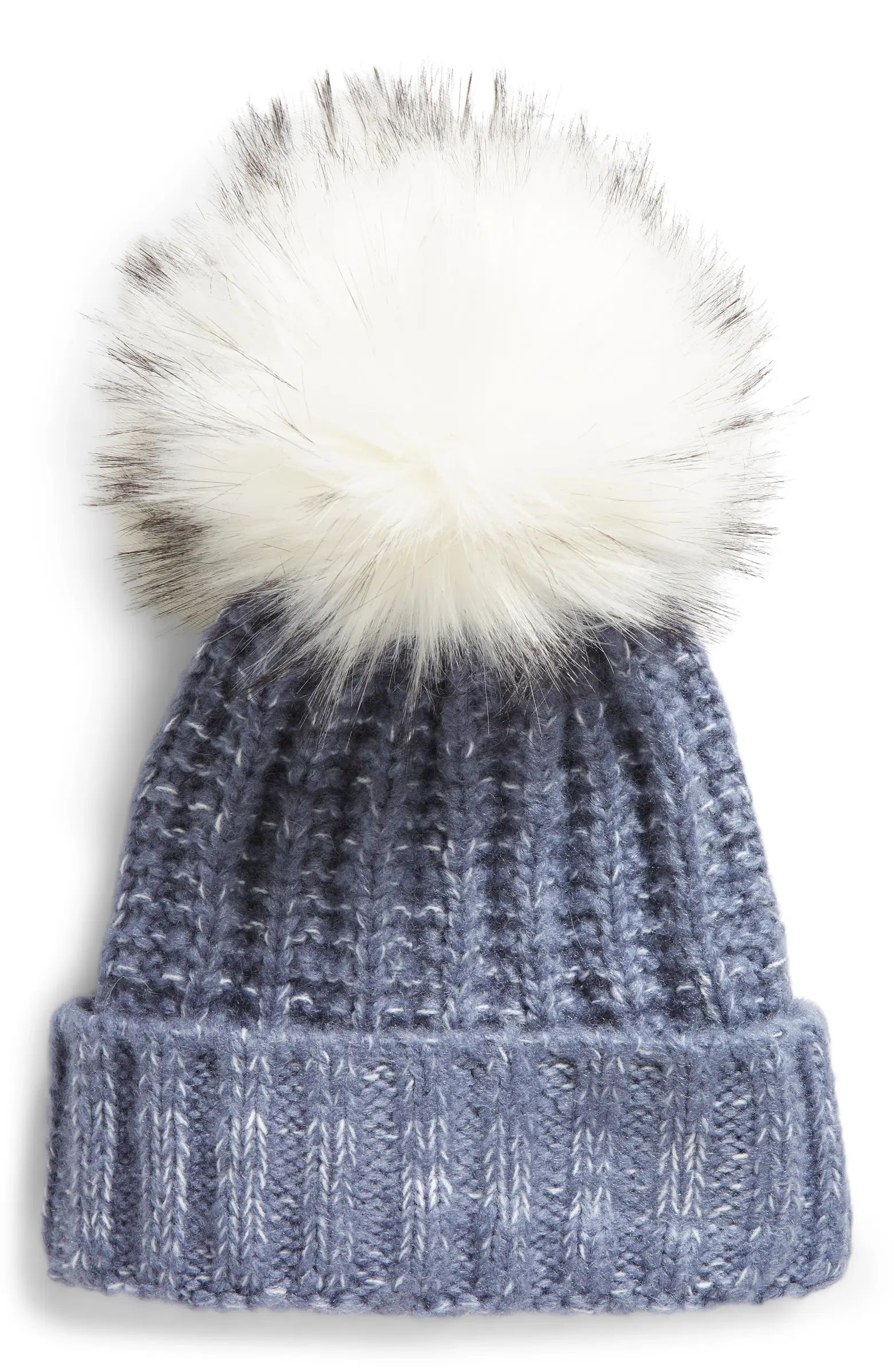 Chunky Ribbed Beanie with Faux Fur Pompom | Nordstrom