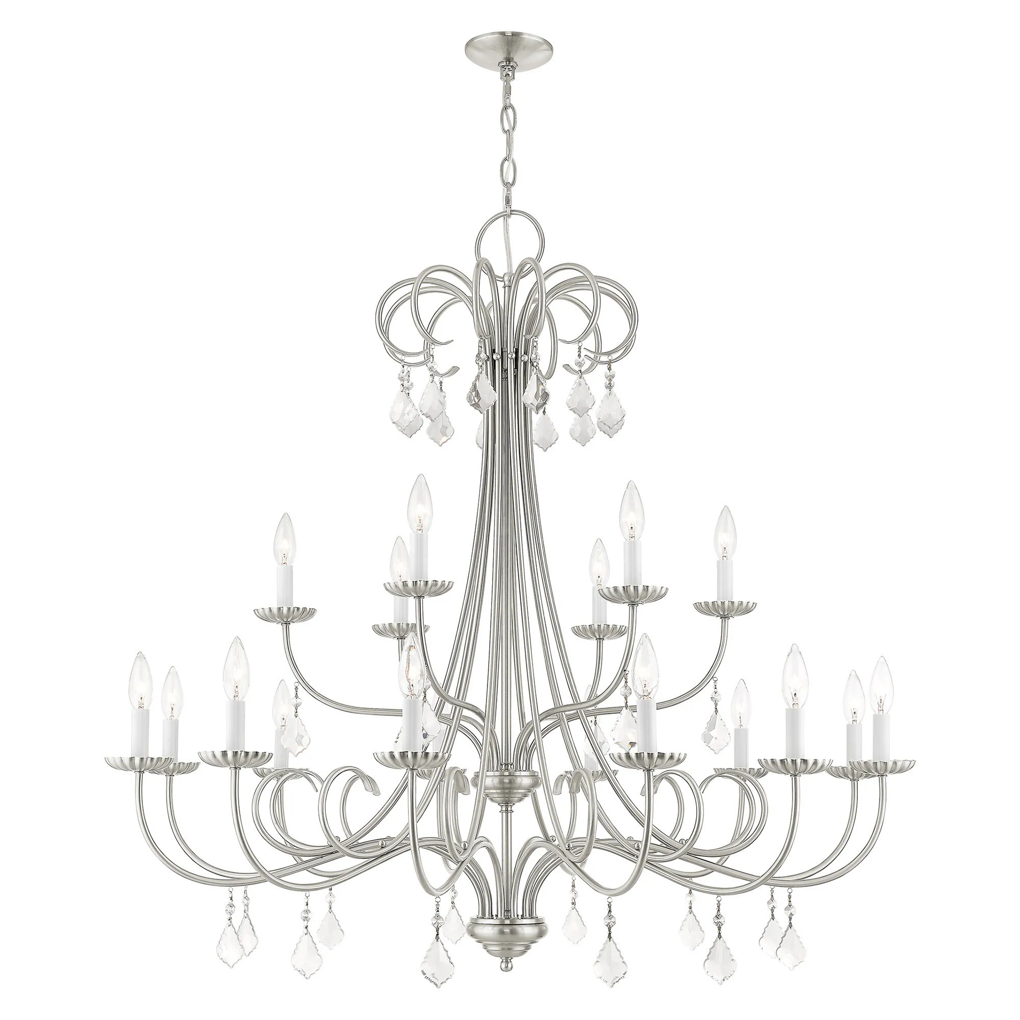 Livex Lighting Daphne 18 -Light Brushed Nickel Crystal Steel Chandelier one_size | 40870-91 | Lowe's