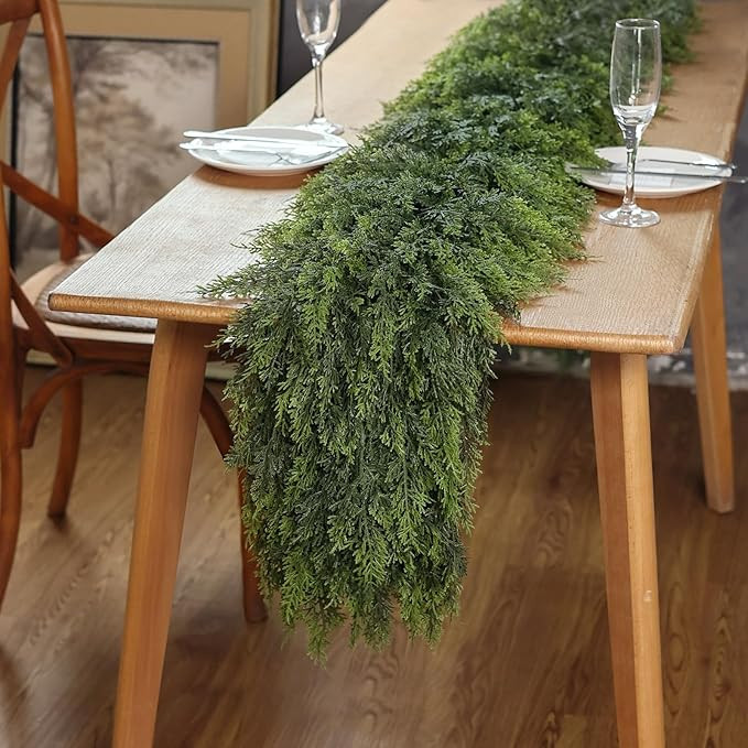 Real Touch Christmas Cedar Garland -9ft Artificial Garlands Faux Cedar Fake Pine Needles Garland ... | Amazon (US)