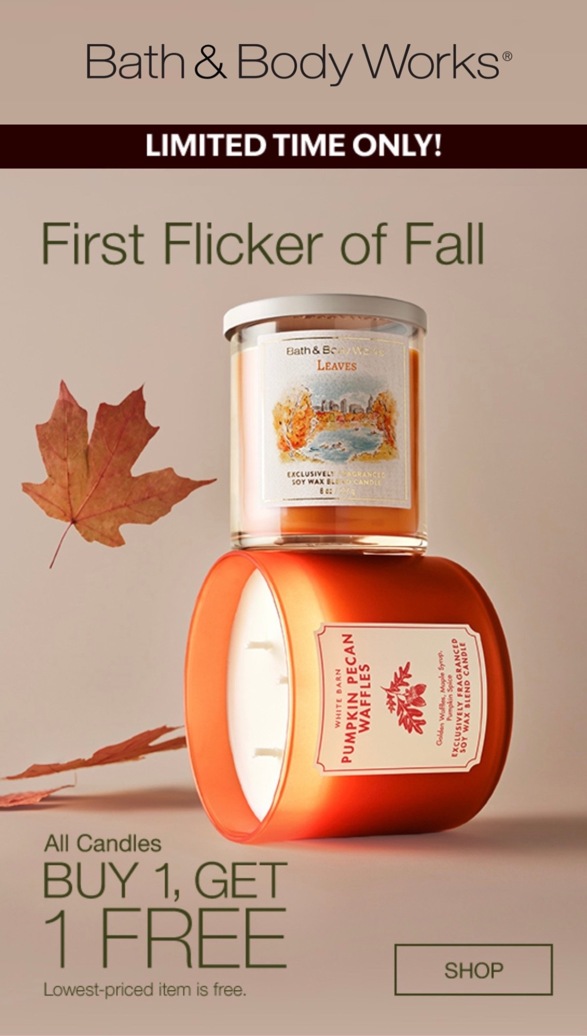 Fall is officially in the air! 🍂🕯️ Time to stock up on cozy vibes with Bath & Body Works’ Buy 1, Get 1 Free candle sale. Whether you’re craving the crisp, autumn scent of Leaves or the warm, sweet aroma of Pumpkin Pecan Waffles, now is the time to grab your cozy season favorites before this limited-time offer ends.

#LTKselfcare #LTKSeasonal #LTKSaleAlert