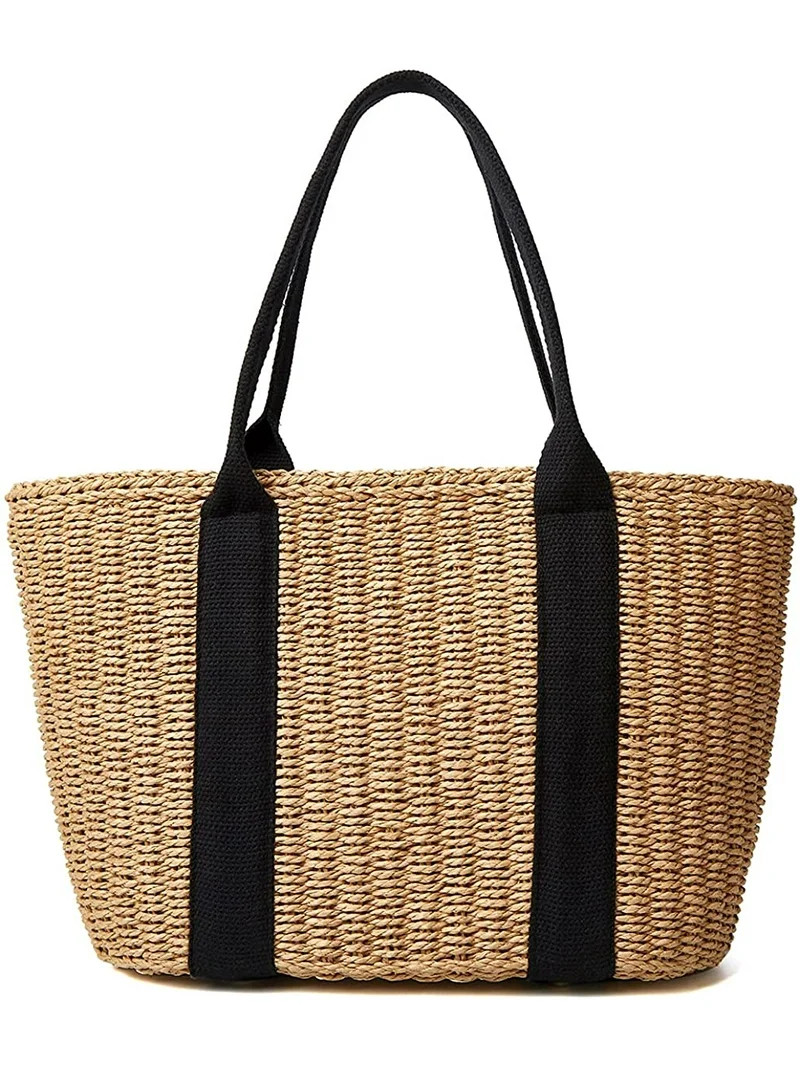Women Straw Bags Summer Beach Large Tote Bag Handmade Woven Shoulder Crossbody Handbag | Walmart (US)