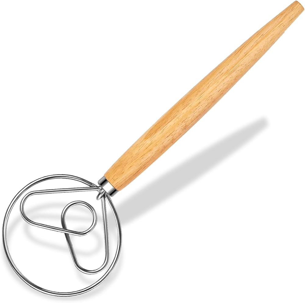 Maxjoy Danish Dough Whisk Wooden Bread Whisk with Stainless Steel Dough Hook - Traditional Dutch ... | Amazon (US)