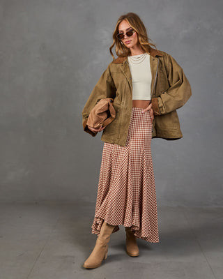 Regina Cotton Plaid Maxi Skirt Brown / M | VICI