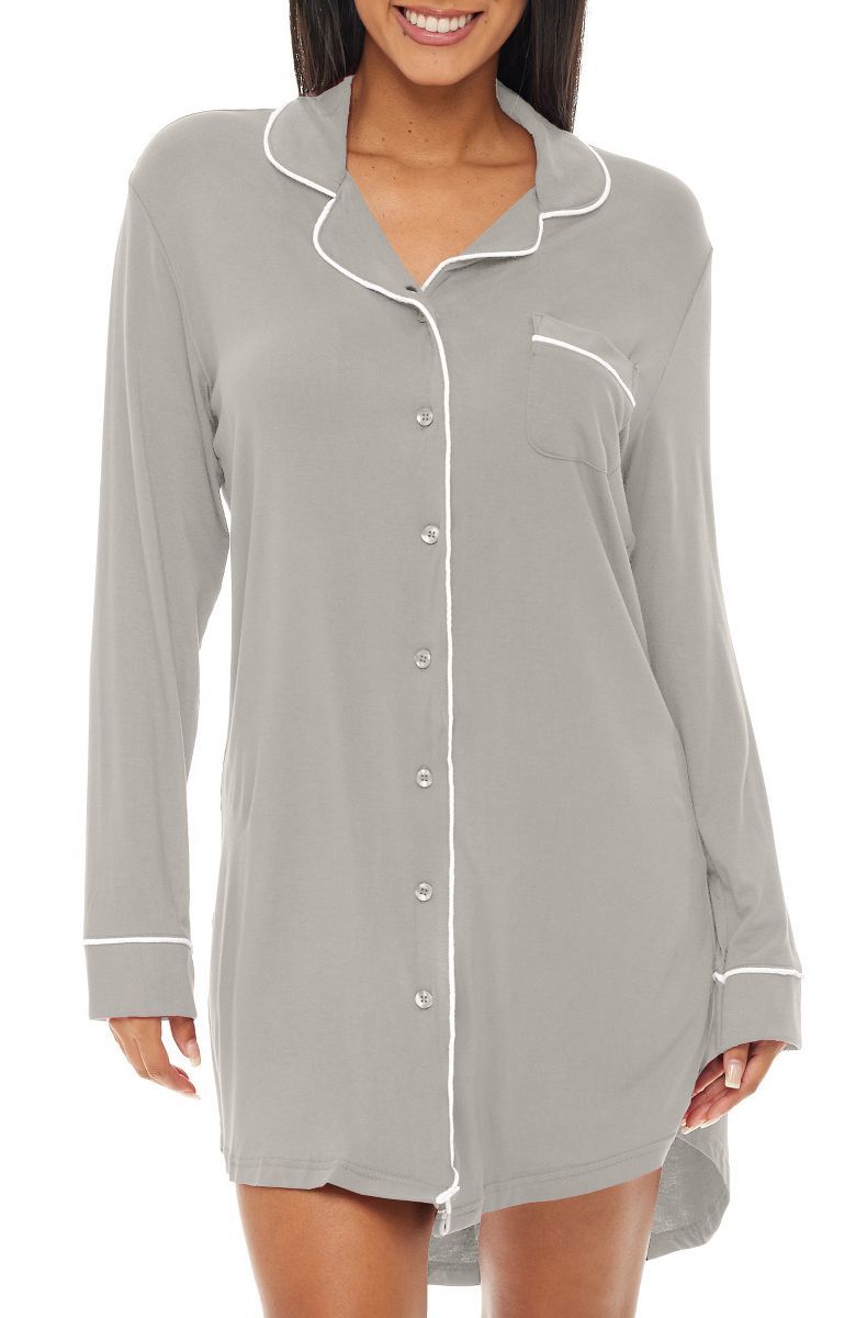 Alexander Del Rossa Womens Soft Knit Pajama Nightgown, Boyfriend Style Long Sleeve Sleep Shirt | Target