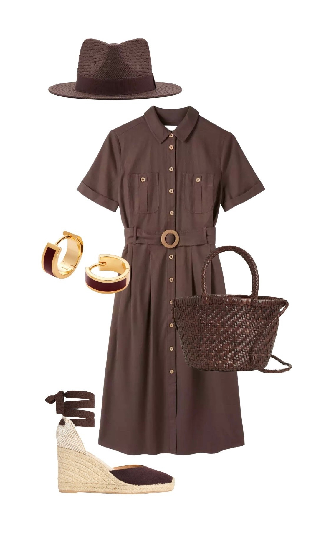 The kind of chocolate that won’t melt! 🍫 🤎

Top to bottom:

Brown Straw Hat - Mango

Safari Chocolate Brown Linen Belted Midi Shirt Dress - Celtic & Co

Enamel / Gold Huggie Earrings - Aspinal of London

Brown Straw Small Tote Bag - on sale Reiss

Chocolate Brown Espadrilles - hurry to catch 25% off on the flash Boden sale! 



#LTKuk #LTKeurope #LTKdresses