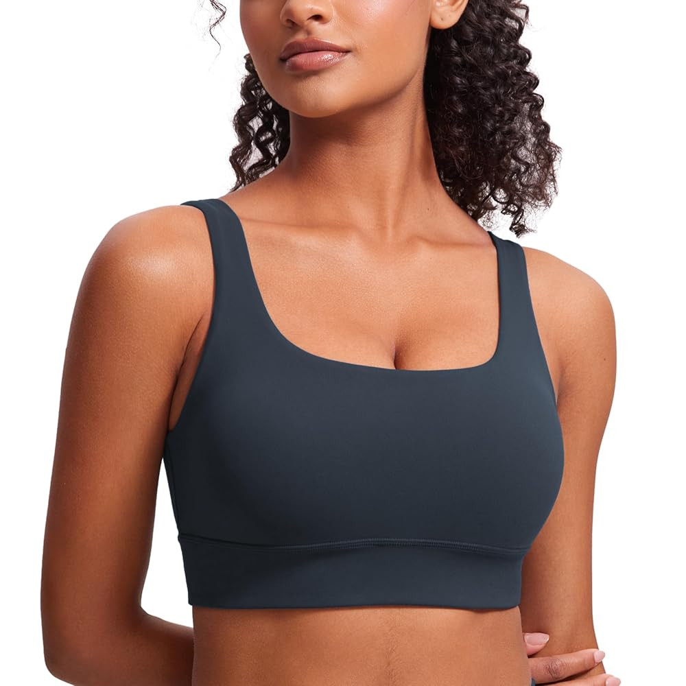 CRZ YOGA Butterluxe Womens U Back Sports Bra - Scoop Neck Padded Low Impact Yoga Clothes Workout ... | Amazon (US)