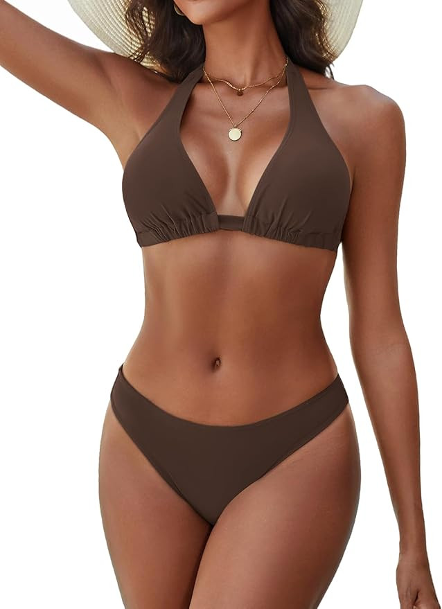 Women's Bikini Sets Halter Triangle Swimsuit 2 Piece Bathing Suit | Amazon (US)