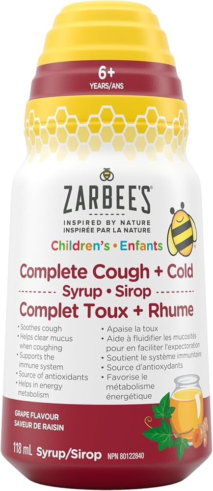 Zarbee's Children's Complete Cough + Cold Syrup, Zinc, Honey, Tumeric, Marshmallow Root, B Vitami... | Amazon (CA)