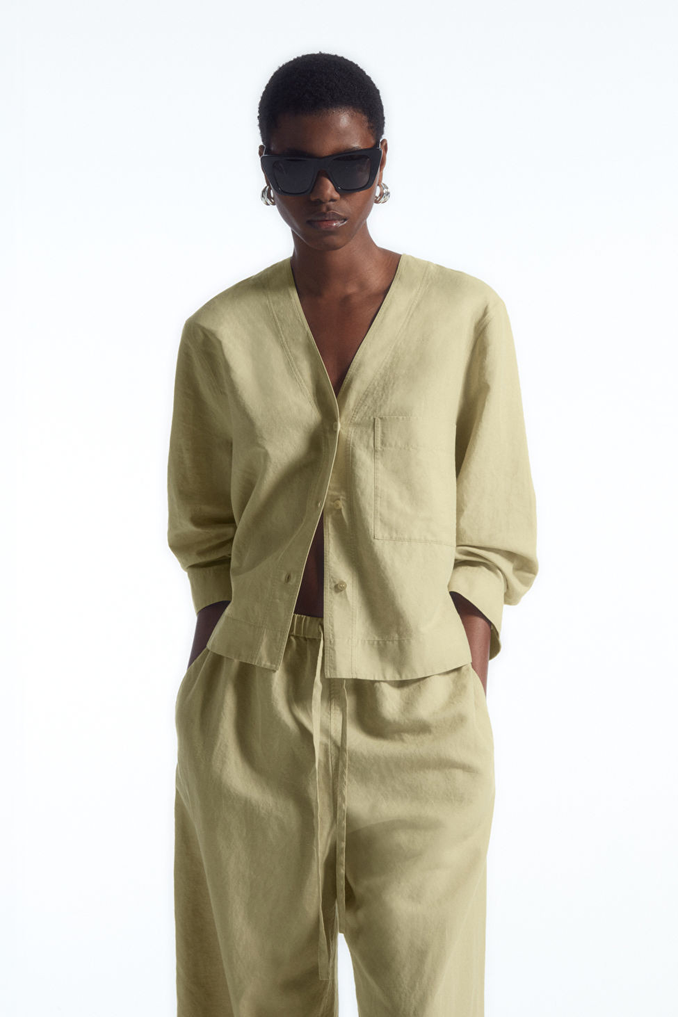 FLARED-SLEEVE LINEN BLOUSE | COS UK