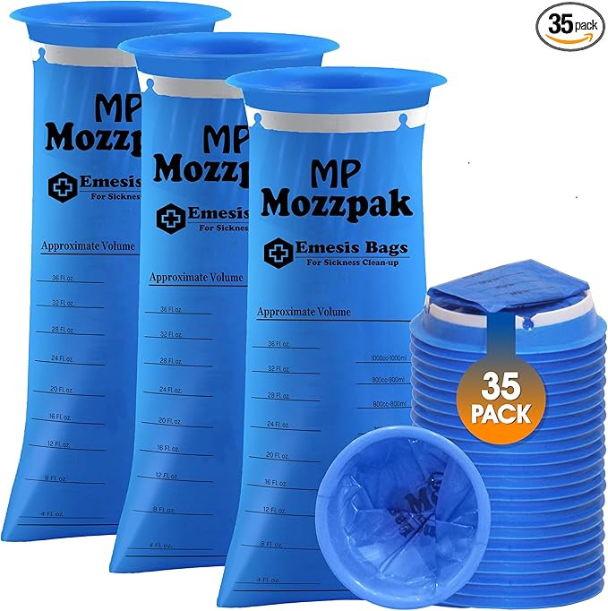 MP MOZZPAK Vomit Bags Disposable 35 Pack - 1000ml Emesis Bags, Leak-Proof Barf Bag, Travel Friend... | Amazon (US)
