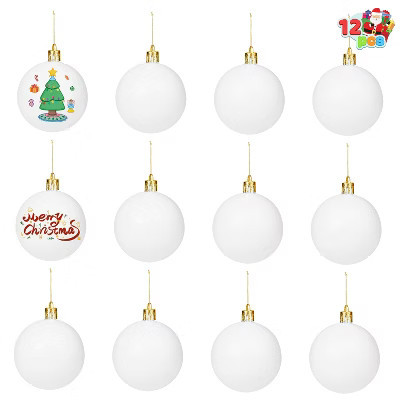 Joyfy Christmas Ornaments, DIY Art & Craft Christmas Tree Decorations Indoor, 12ct Blank White Hanging Balls for Xmas Party Favors Supplies | Target