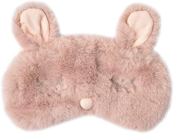 Women Plush Rabbit Eye Mask Cute Sleeping Blindfold Eye Cover Fuzzy Bunny Ear Eyeshade for Travel... | Amazon (US)