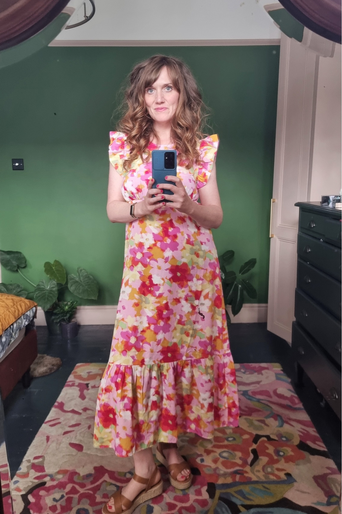 Floral dress, frill sleeve dress, maxi dress, floral maxi dress, pink dress, pink floral maxi dress, leather sandals, flat form sandals, tan sandals, New Look, Blue Vanilla, Dune, Quiz

#LTKeurope #LTKstyletip #LTKSeasonal