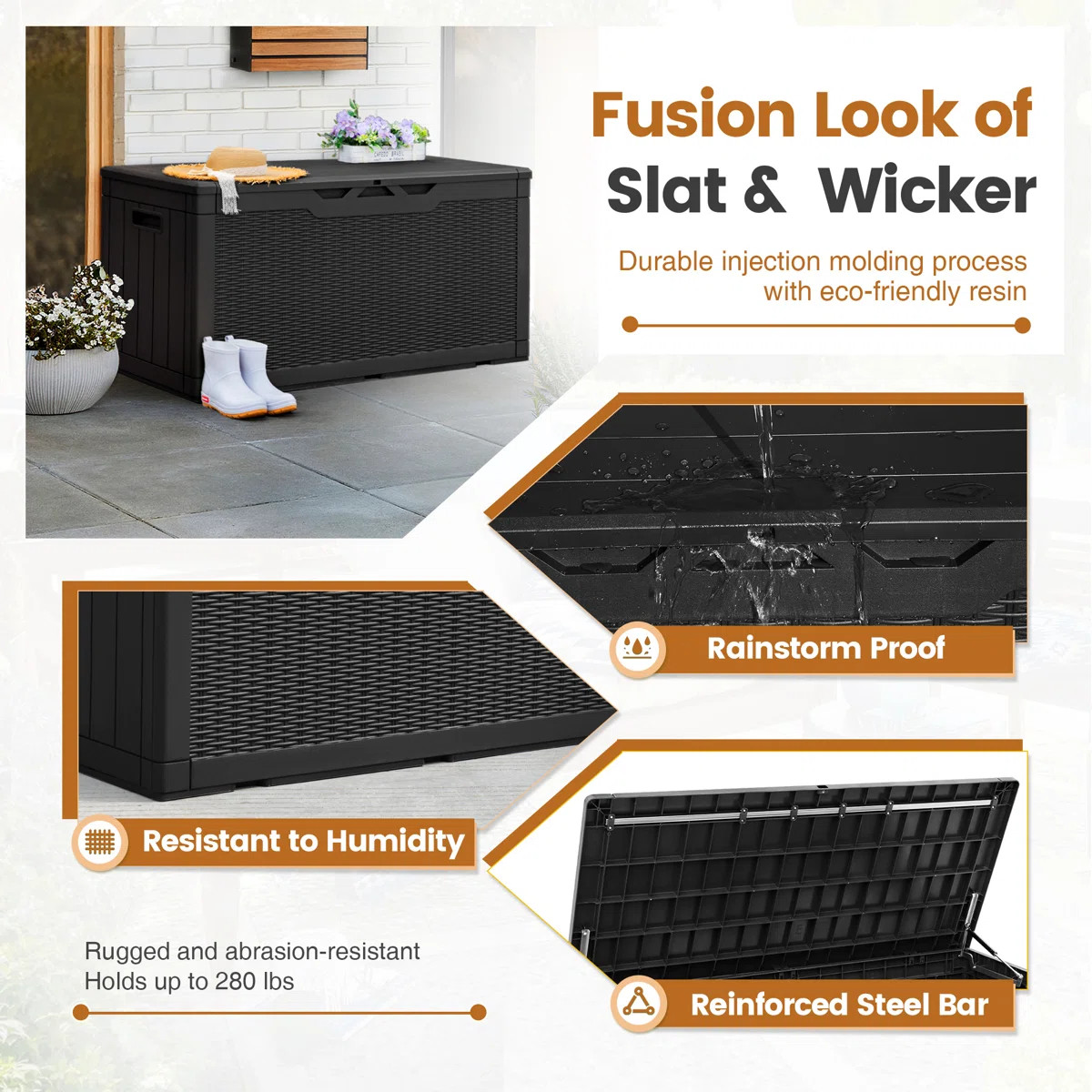 Furmax 48.6'' W 100 Gallons Resin Lockable Deck Box | Wayfair North America