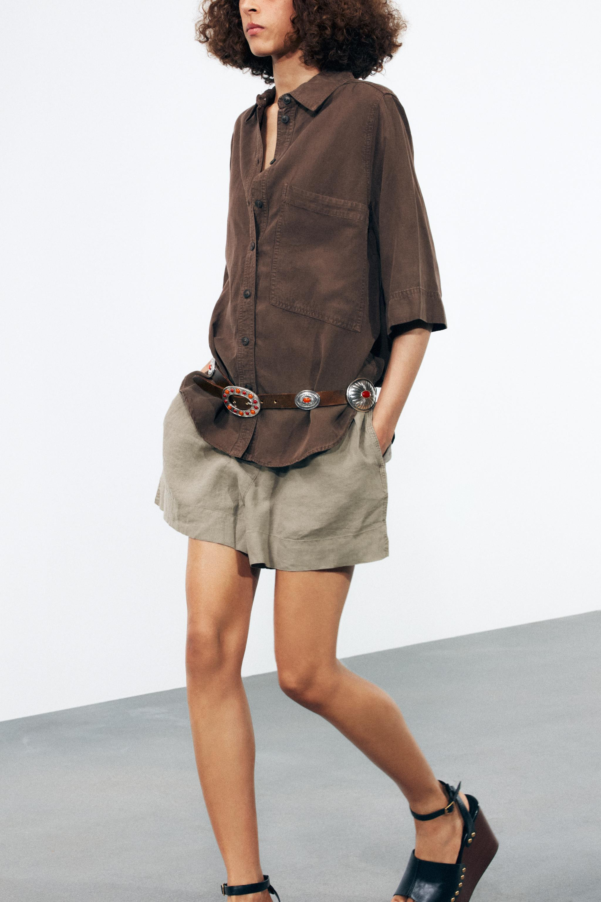 STONE LEATHER BELT | Zara US