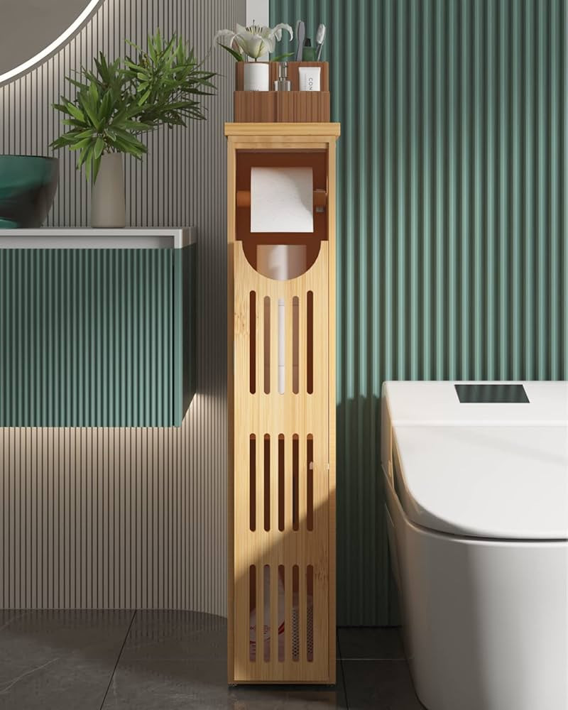 AmazerBath Toilet Paper Storage Cabinet Bamboo, Toilet Paper Holder with Storage for Small Spaces... | Amazon (US)
