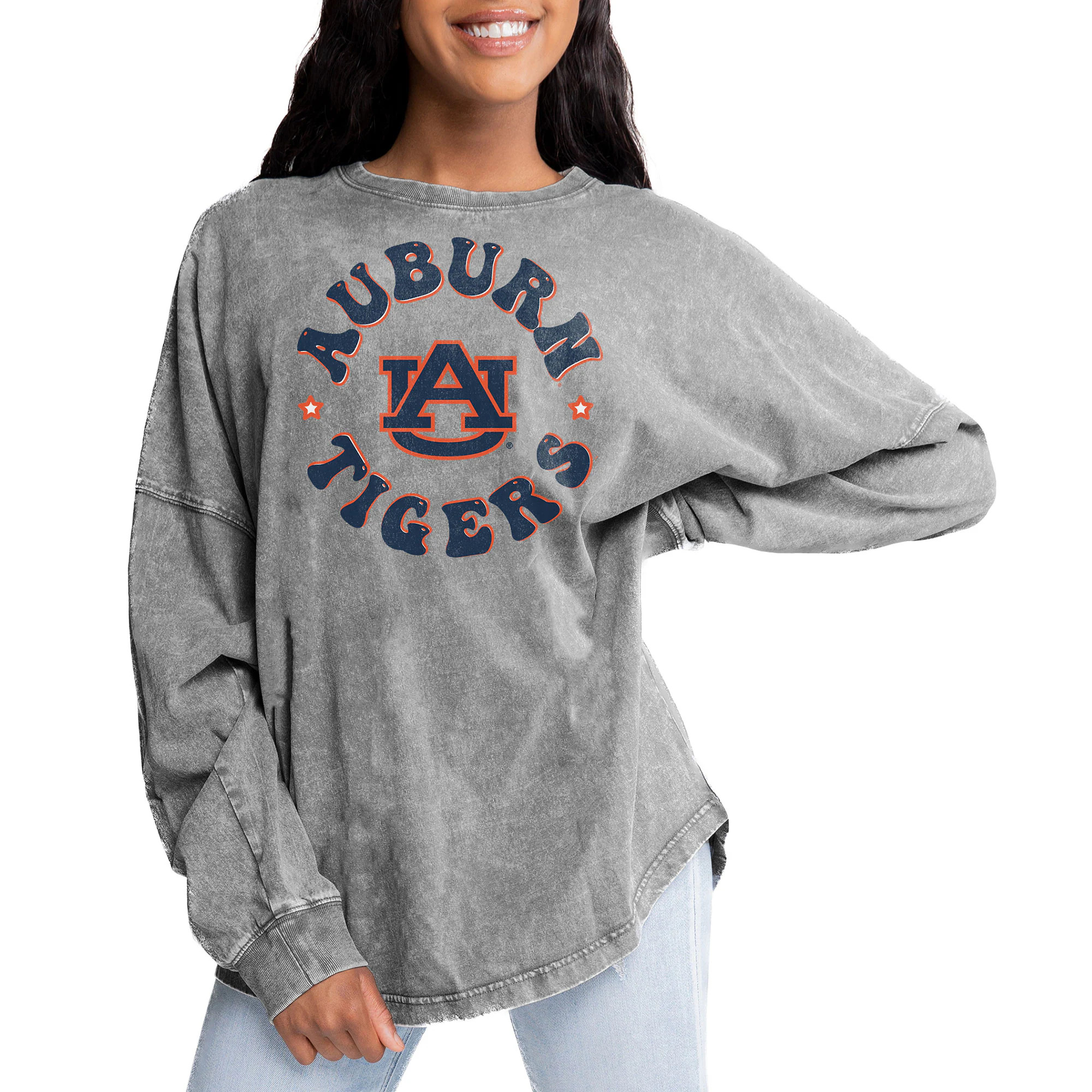 Auburn Tigers Gameday Couture Women's Playing Around Faded Wash Oversized Long Sleeve T-Shirt - G... | Fanatics