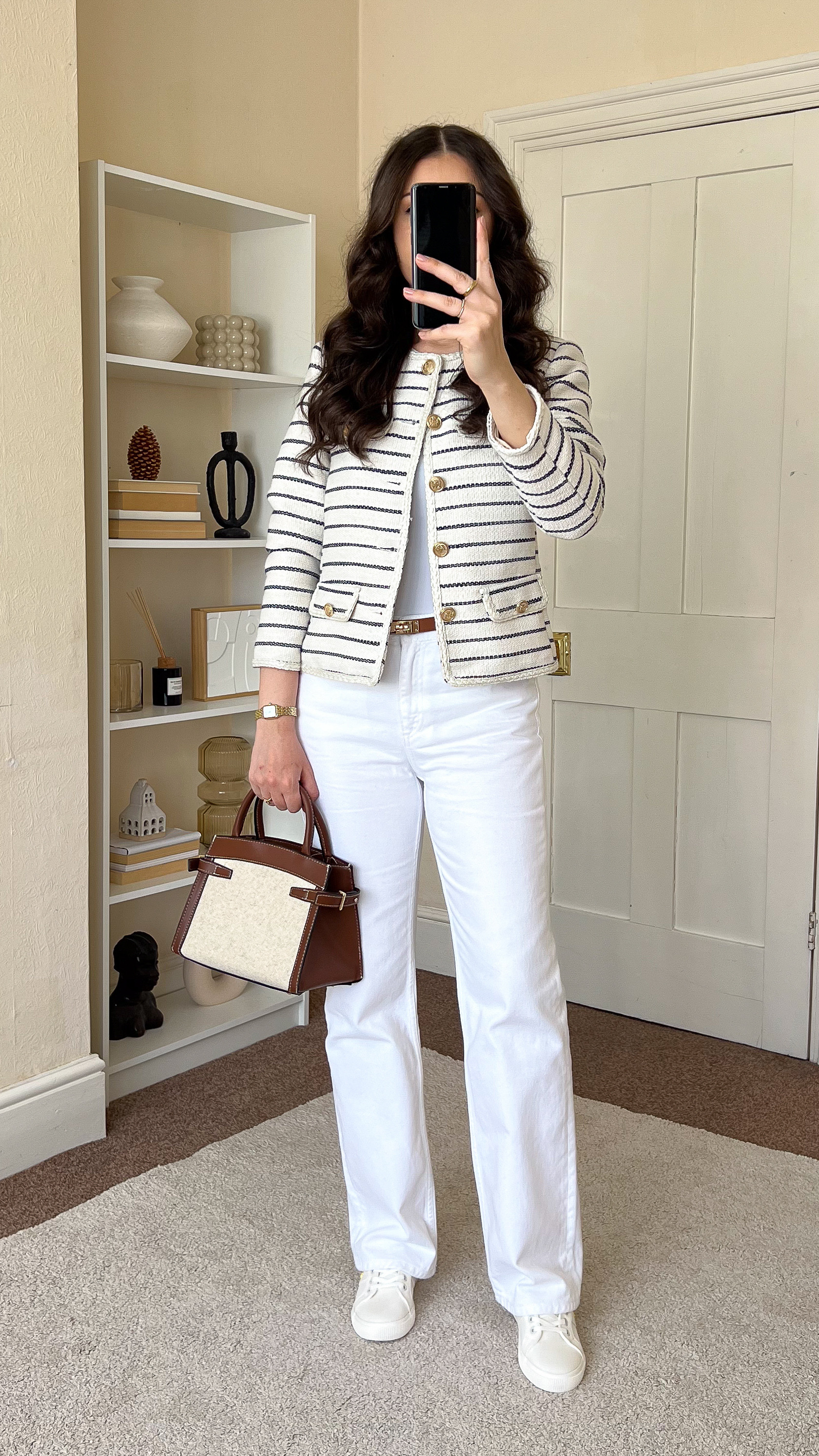 Casual chic spring/summer outfit. Jacket is Sosandar, size UK10. Jeans are Mango, size UK8. Trainers are Ralph Lauren. Bag is H&M. 

 #LTKxRalphLauren #LTKspring #LTKstyletip