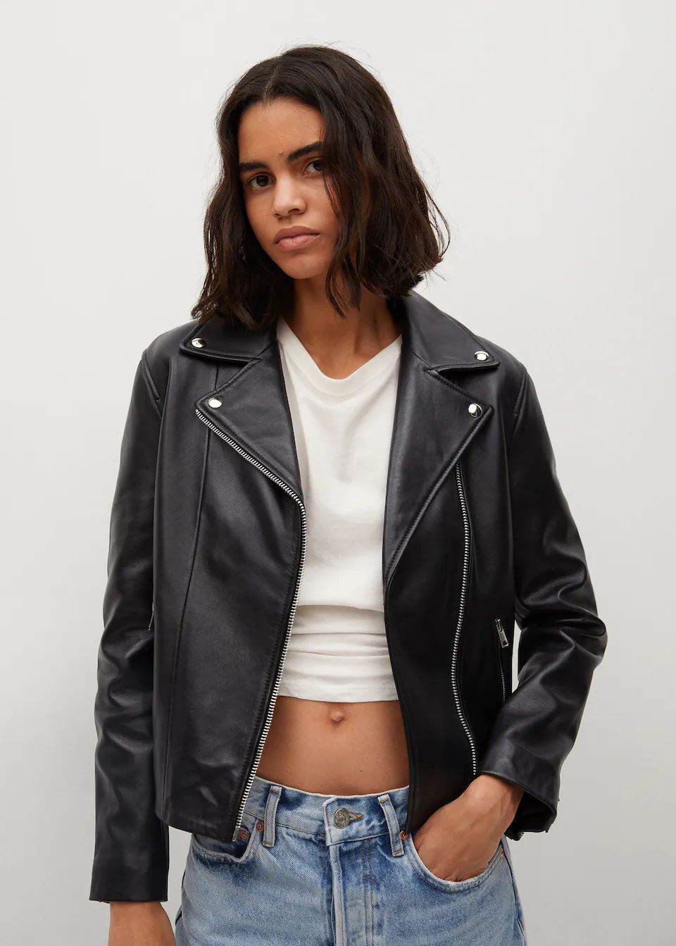 Leather biker jacket | MANGO (US)